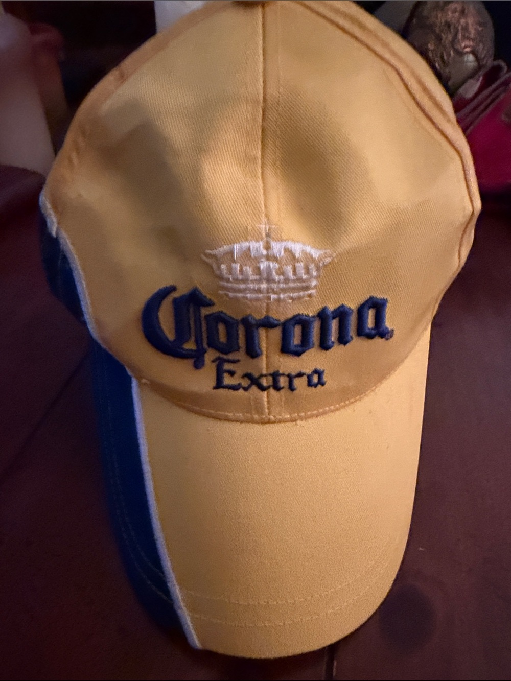 Corona Yellow Cap with Blue and White Accents